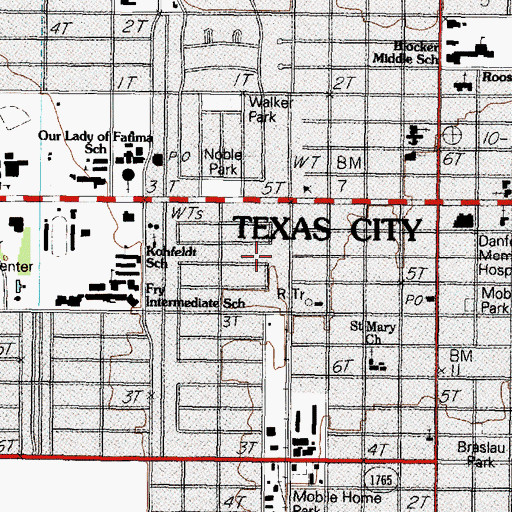 Topographic Map of First Presbyterian Church, TX