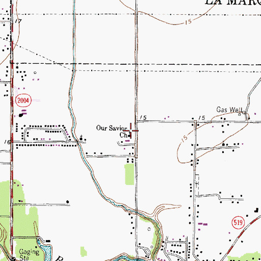 Topographic Map of Our Savior Church, TX