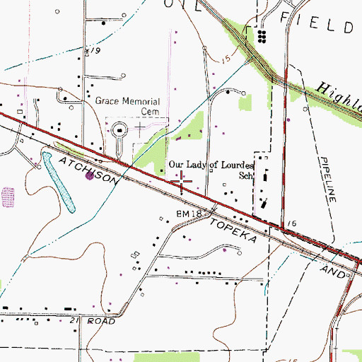 Topographic Map of Midway Church of Christ, TX