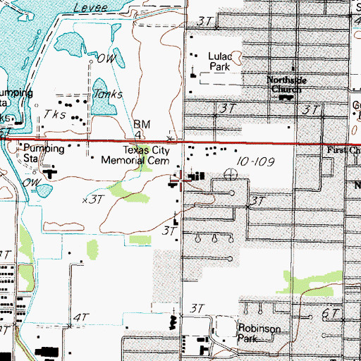 Topographic Map of First Church of God, TX