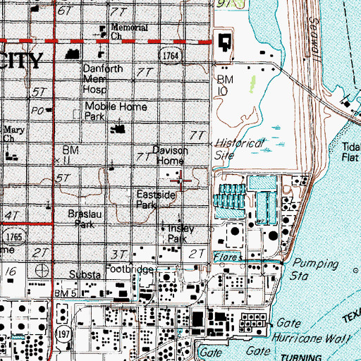 Topographic Map of Texas City Church of God, TX