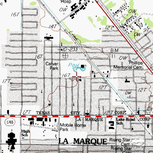 Topographic Map of La Marque Chapel Church of God in Christ, TX