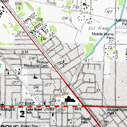 Topographic Map of Roy Memorial Church of God in Christ, TX