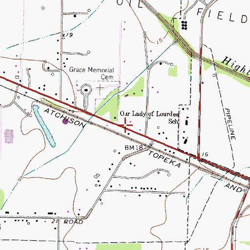 Topographic Map of All Saints Episcopal Church, TX
