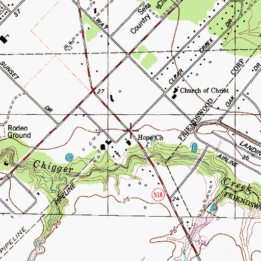 Topographic Map of Hope Lutheran Church, TX