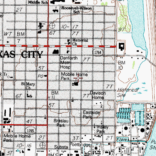 Topographic Map of First United Methodist Church of Texas City, TX