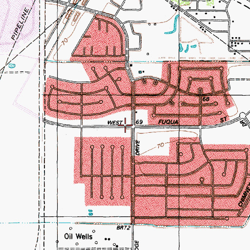 Topographic Map of Crossroads Pentecostal Church, TX