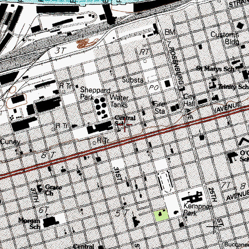 Topographic Map of Saint Johns Baptist Church, TX