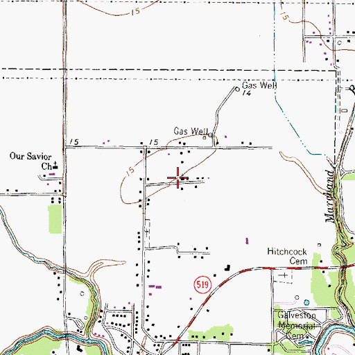 Topographic Map of Saint Mark Baptist Church, TX