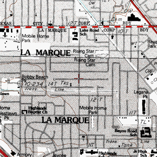 Topographic Map of True Faith Missionary Baptist Church, TX