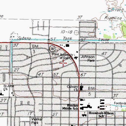 Topographic Map of Church of Christ, TX