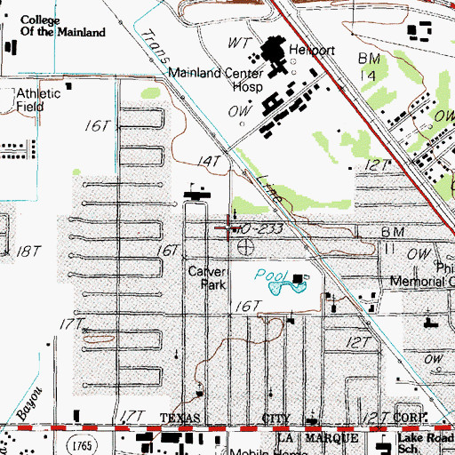 Topographic Map of Church of Christ Westward Street, TX
