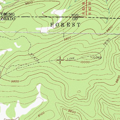 Topographic Map of State Line Trail, WY
