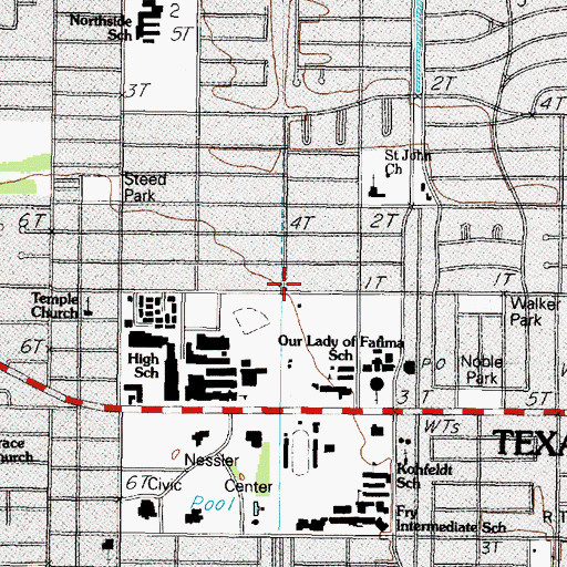 Topographic Map of Glad Tidings Assembly of God Church, TX
