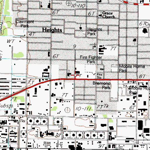 Topographic Map of Heights Baptist Church, TX