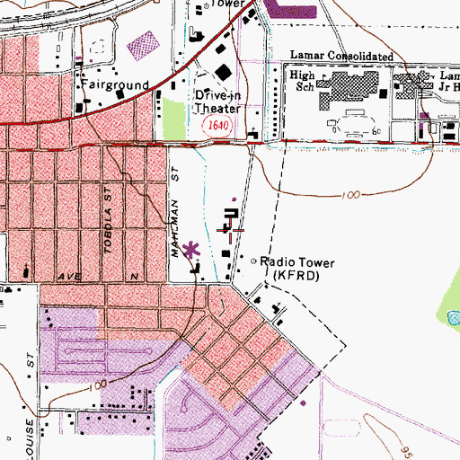Topographic Map of First Presbyterian Church of Rosenberg, TX