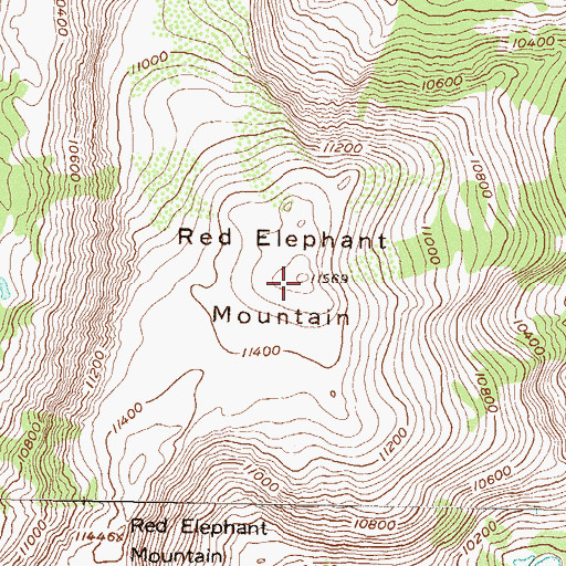 Topographic Map of Red Elephant Mountain, CO