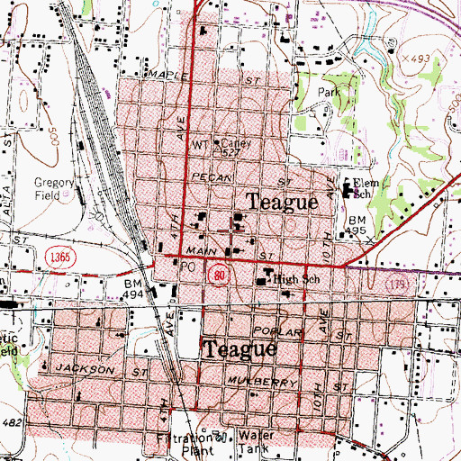 Topographic Map of Saint Marys Catholic Church, TX