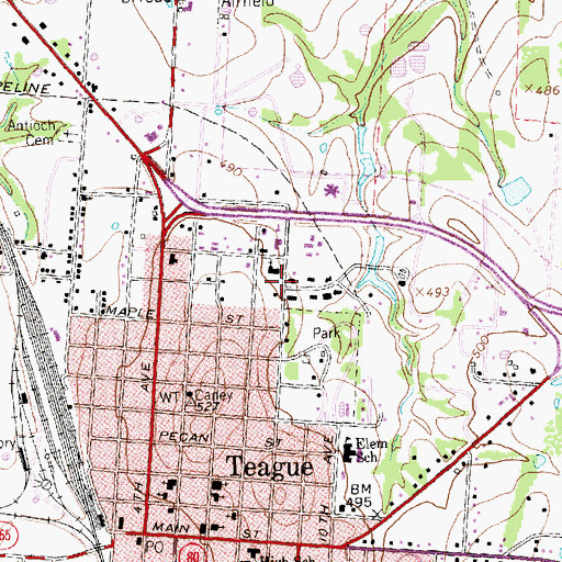 Topographic Map of Church of Christ, TX