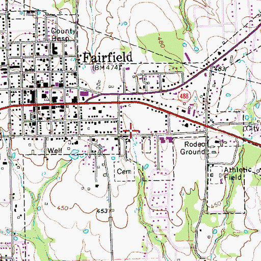 Topographic Map of Jehovahs Witnesses Church, TX