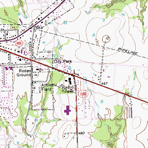 Topographic Map of Trinity Lutheran Church, TX