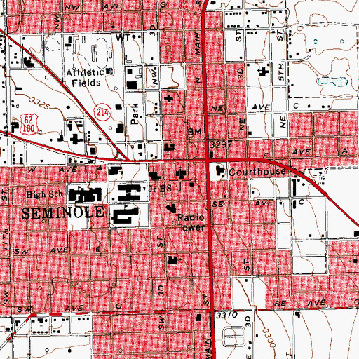 Topographic Map of First Baptist Church, TX