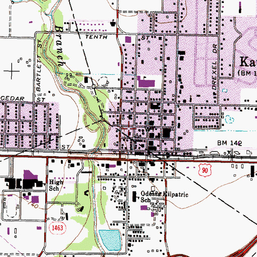 Topographic Map of Memorial Lutheran Church, TX