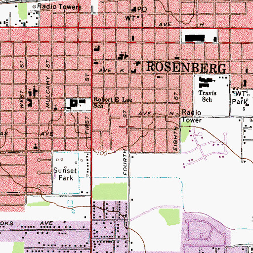 Topographic Map of First Hispanic Free Methodist Church, TX