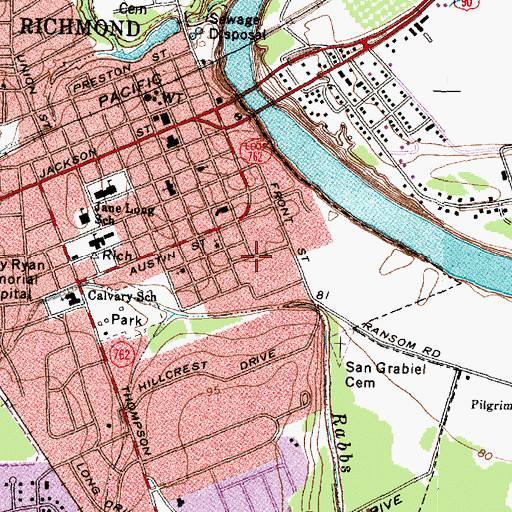 Topographic Map of First United Methodist Church Rosenberg, TX