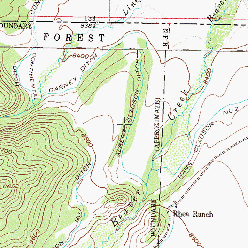 Topographic Map of Albert Clauson Ditch, CO