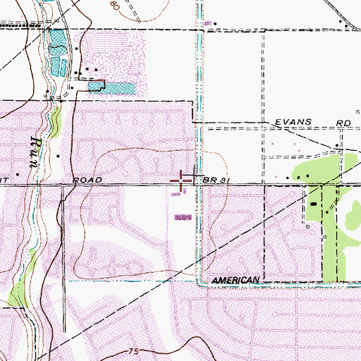 Topographic Map of First Baptist Church, TX