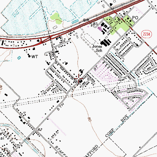 Topographic Map of First Baptist Church of Missouri City, TX