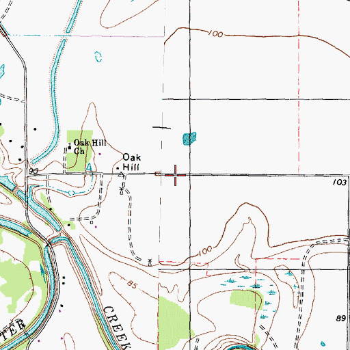 Topographic Map of Oakhill Missionary Baptist Church, TX