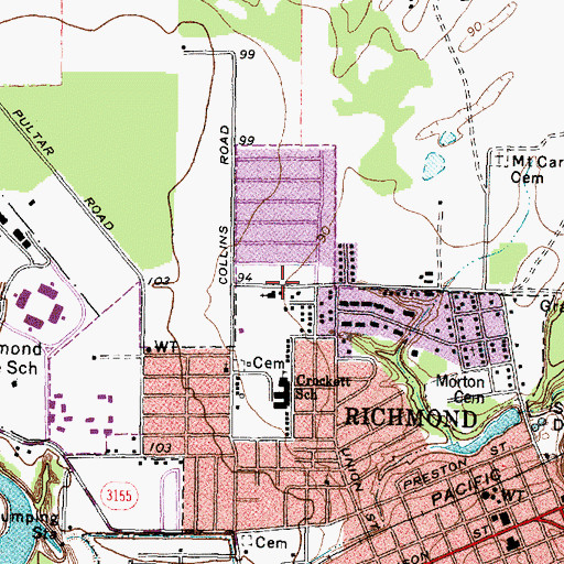 Topographic Map of Primera Iglesia Bautista de Richmond Church, TX