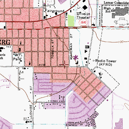 Topographic Map of Second Baptist Church, TX