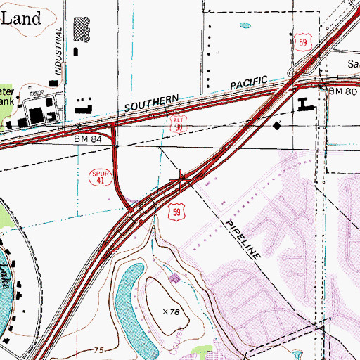 Topographic Map of Sugar Creek Baptist Church, TX