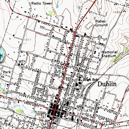 Topographic Map of Trinity Episcopal Church, TX