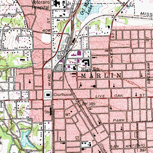 Topographic Map of Saint Josephs Catholic Church, TX