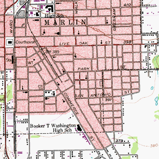 Topographic Map of Bernard Steet Church of Christ, TX