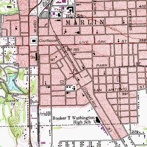 Topographic Map of Church Saint Pauls, TX