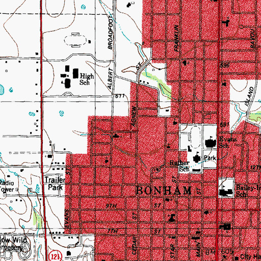 Topographic Map of Central Baptist Church, TX