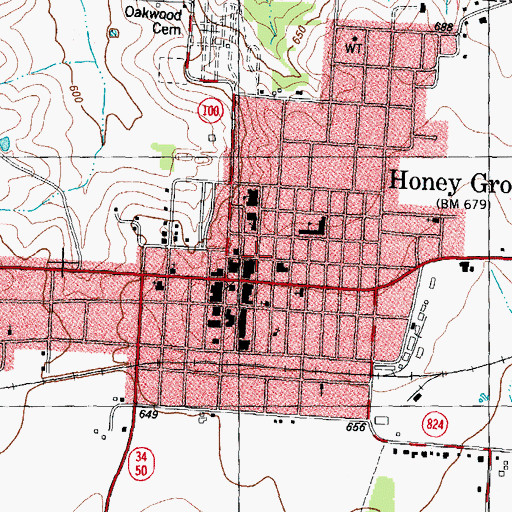 Topographic Map of First Baptist Church, TX