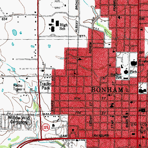 Topographic Map of Zion Lutheran Church, TX