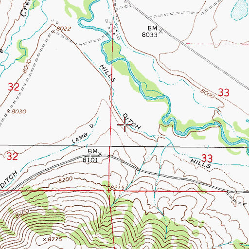 Topographic Map of Hills Ditch, CO