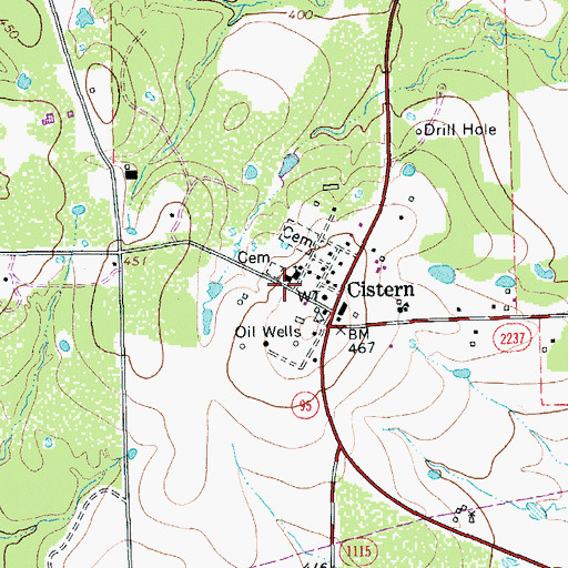 Topographic Map of Cistern Catholic Church, TX