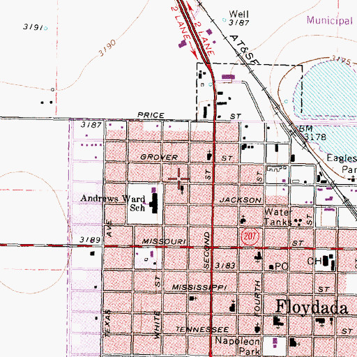 Topographic Map of Bethany Baptist Mission Church, TX