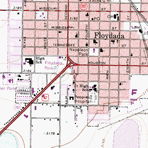 Topographic Map of Bible Baptist Church, TX