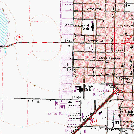 Topographic Map of First Baptist Church, TX