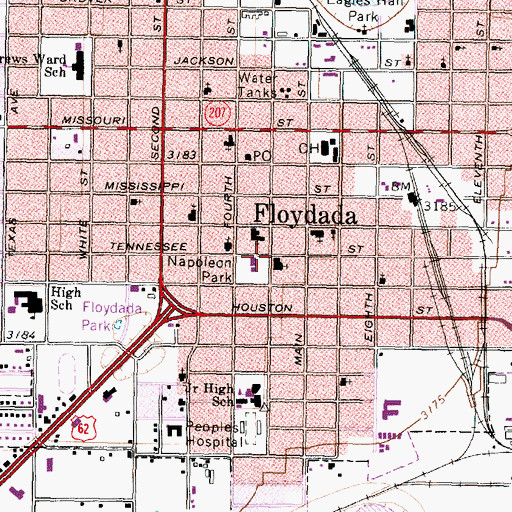 Topographic Map of Church of Christ - City Park, TX