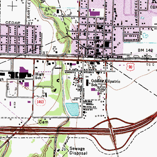 Topographic Map of Antioch Baptist Church, TX
